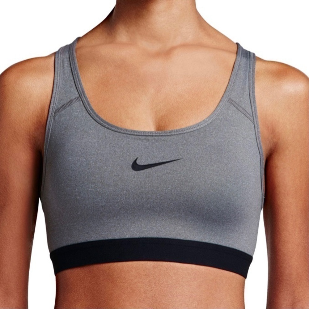 Nike Dri-Fit Padded Racerback Compression Gray Sports Bra